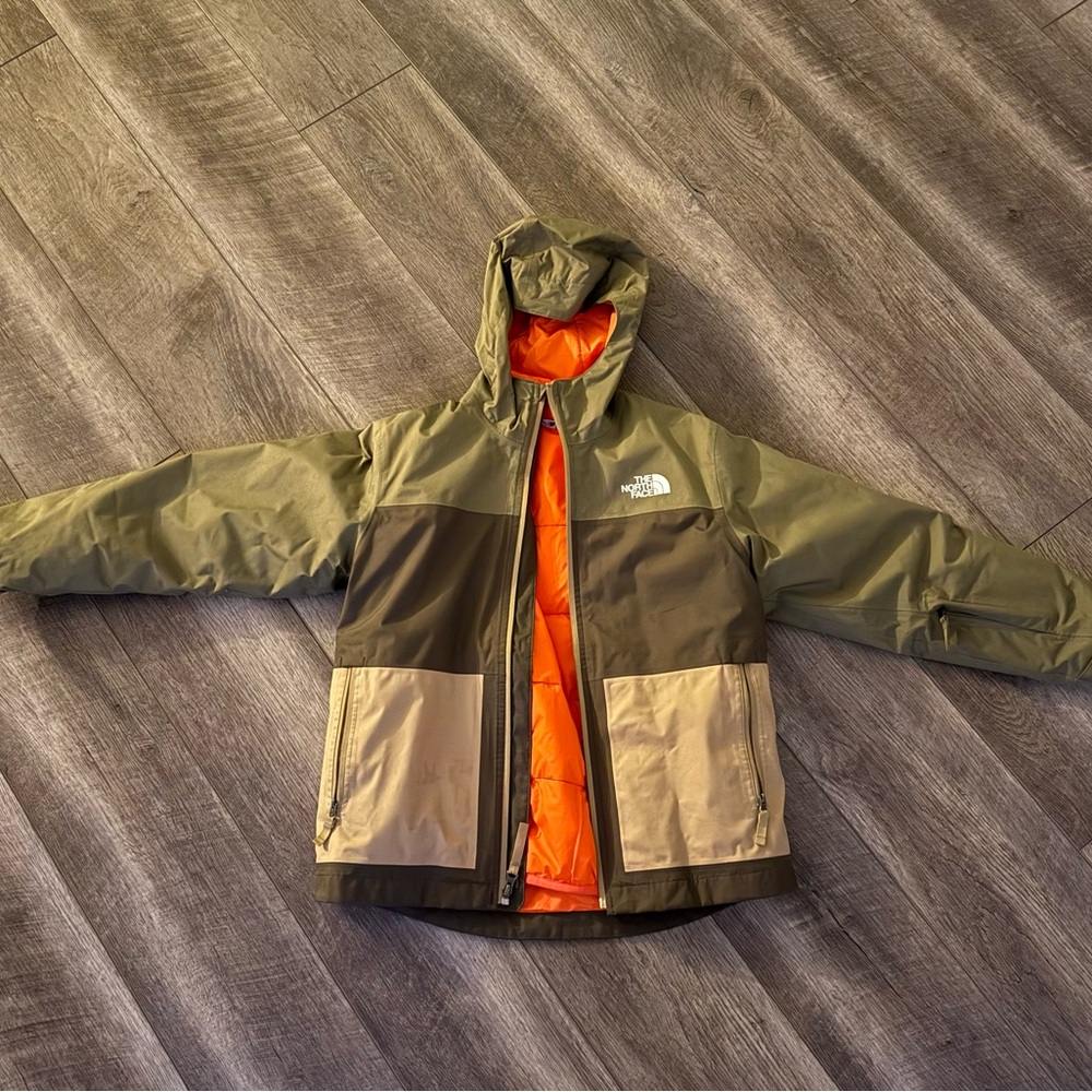 The North Face Kids' Olive and Tan Freedom Insulated Jacket Size Medium 10/12